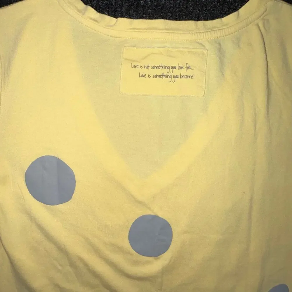 LMS‎ Creations Jamaica I Am Happy Yellow V-Neck Graphic T-Shirt Large